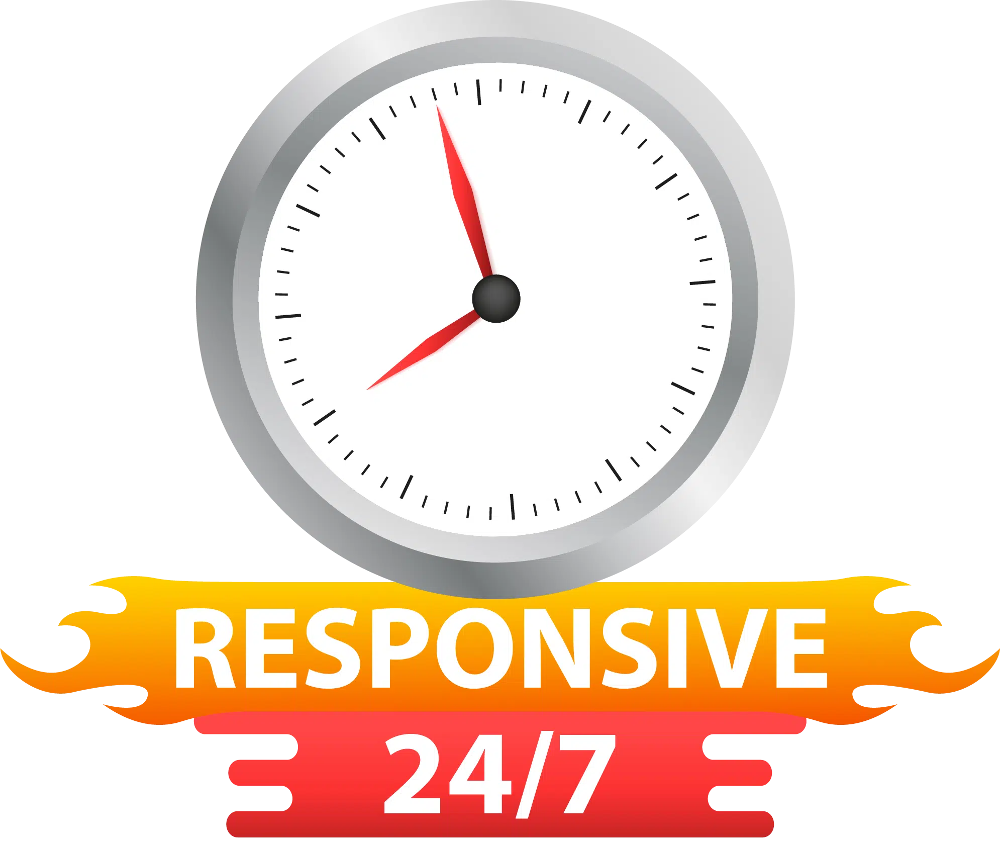 Responsive 24/7 Icon with clock - large