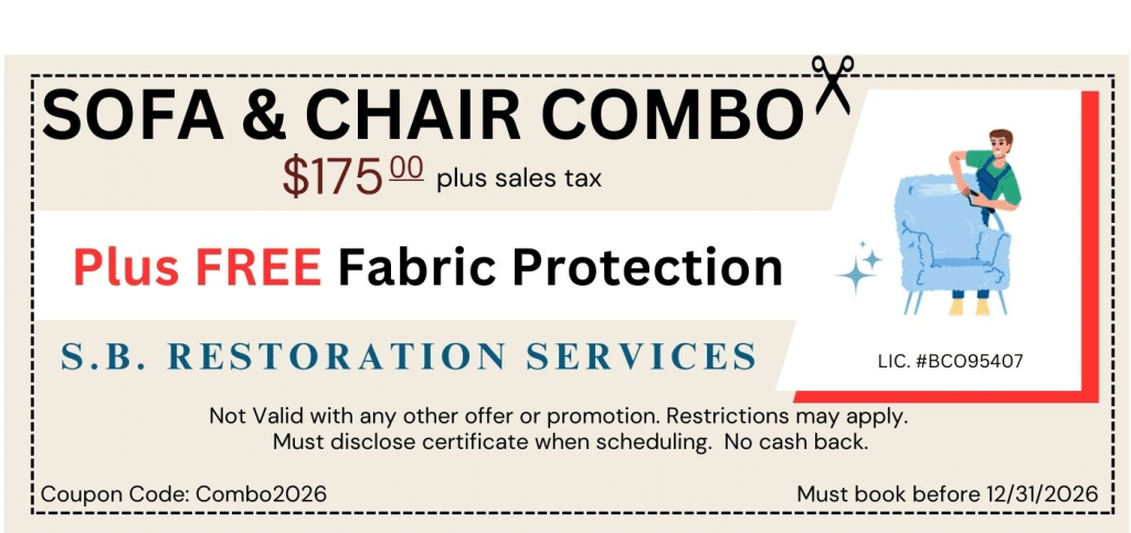 Sofa & Chair Combo Cleaning $175. Free Fabric Protection